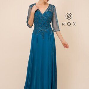 V-Neck Sequin Bodice A-Line Prom Dress NXH537